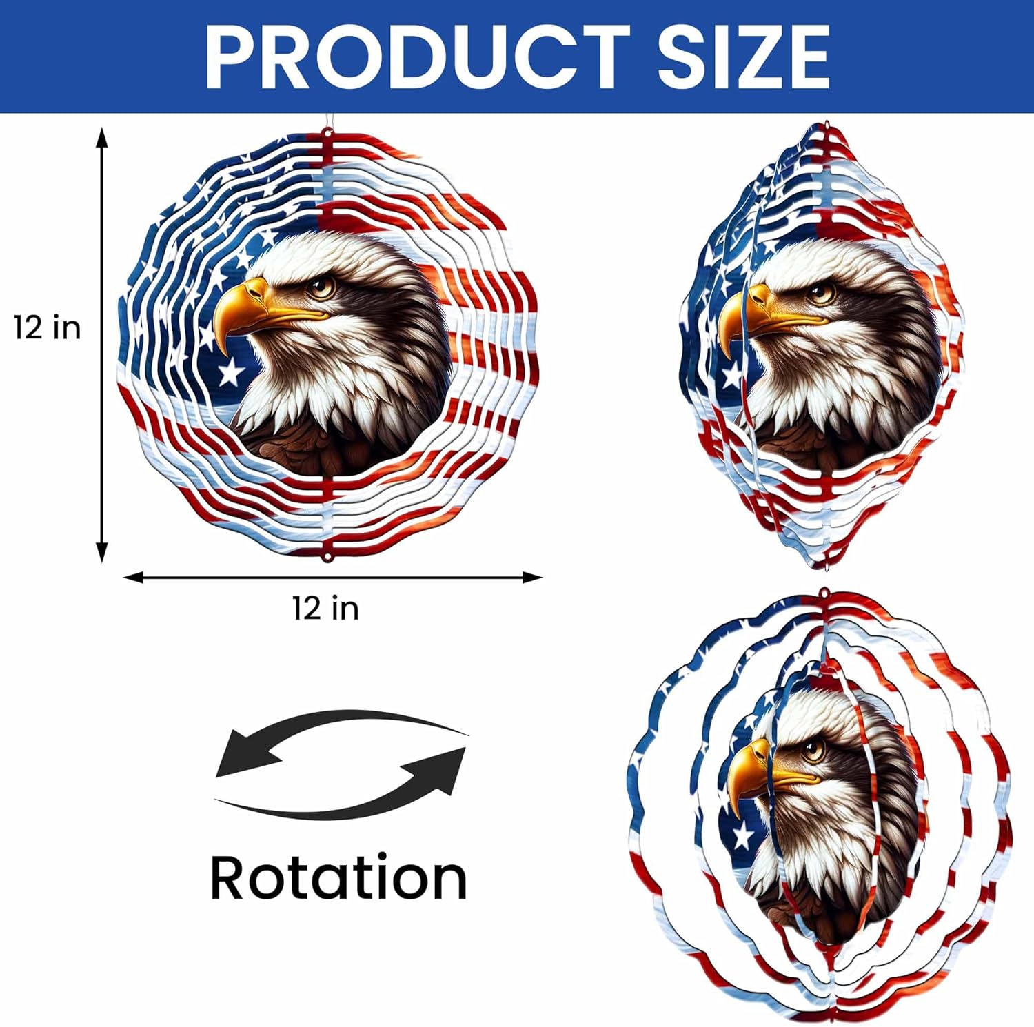 Patriotic Eagle Metal Hanging Wind Spinner