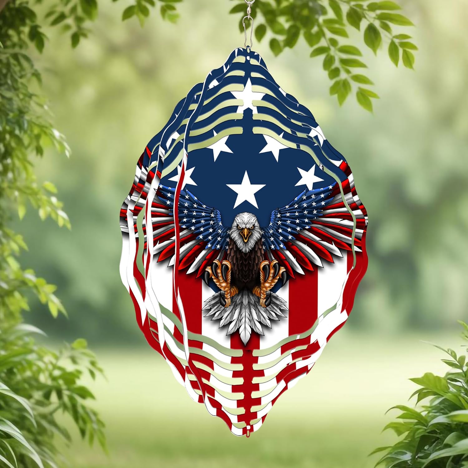 Patriotic Eagle Metal Hanging Wind Spinner