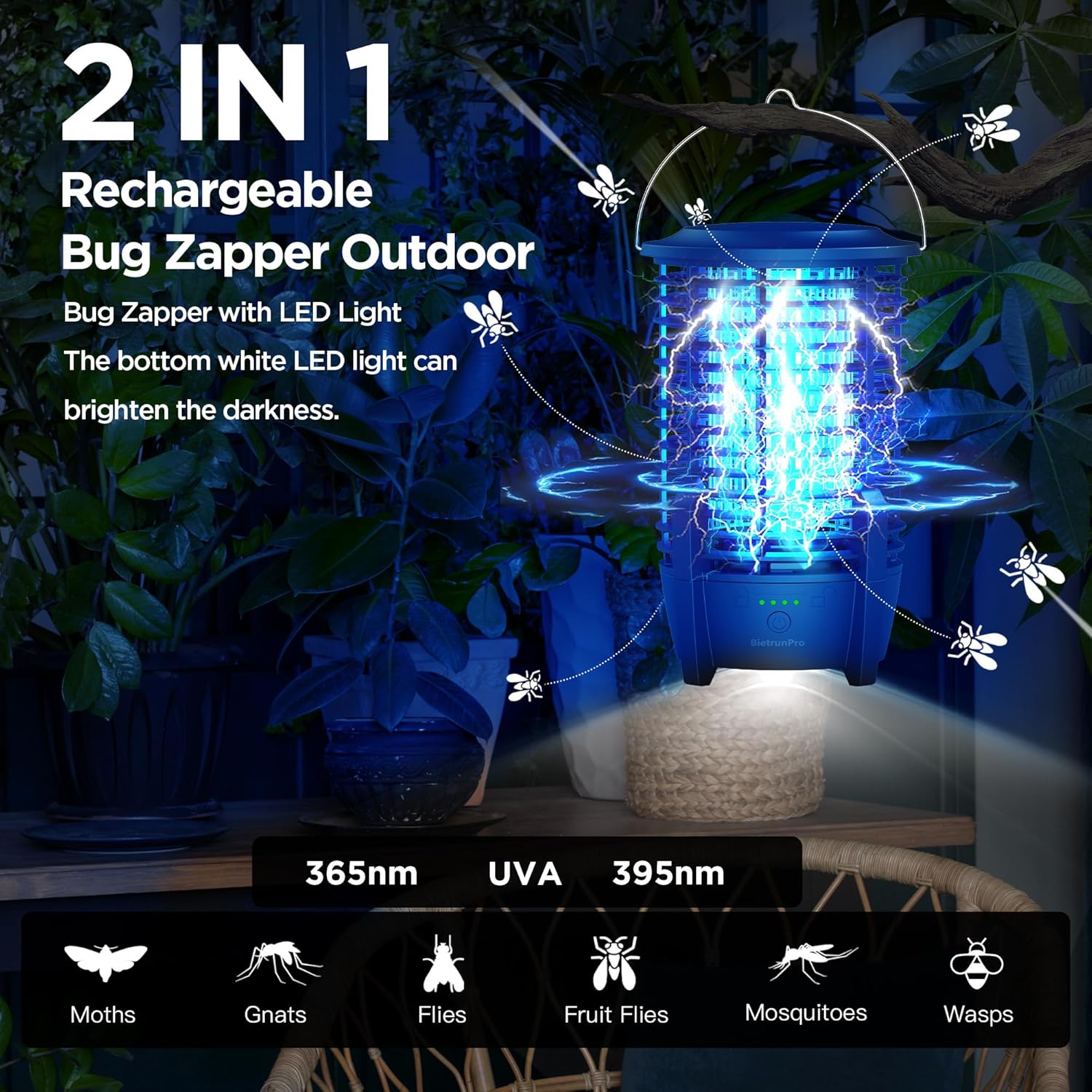 Portable Rechargeable Insect Trap with LED Light