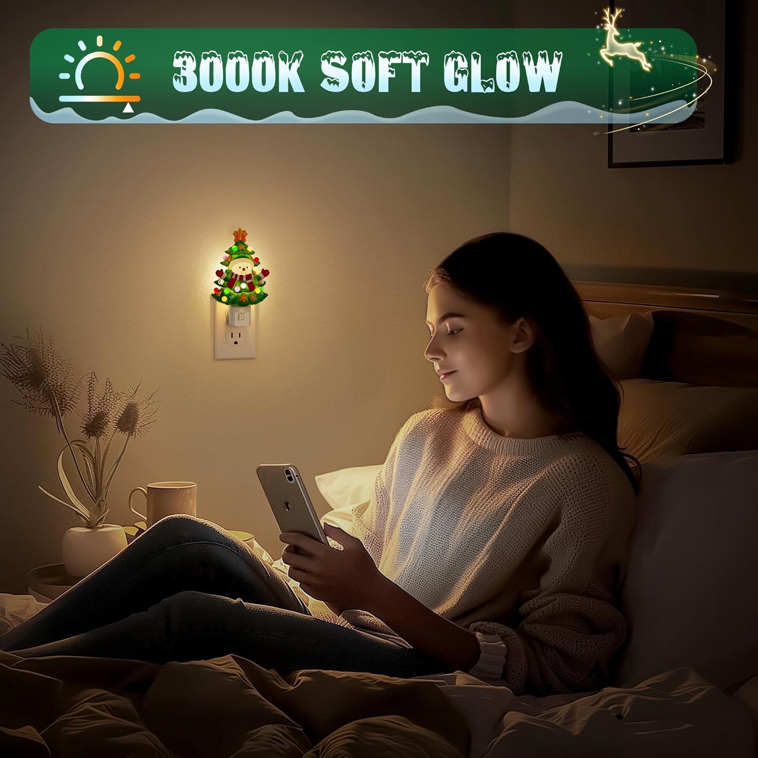 ceramic Christmas night light shaped as Santa for kids-3