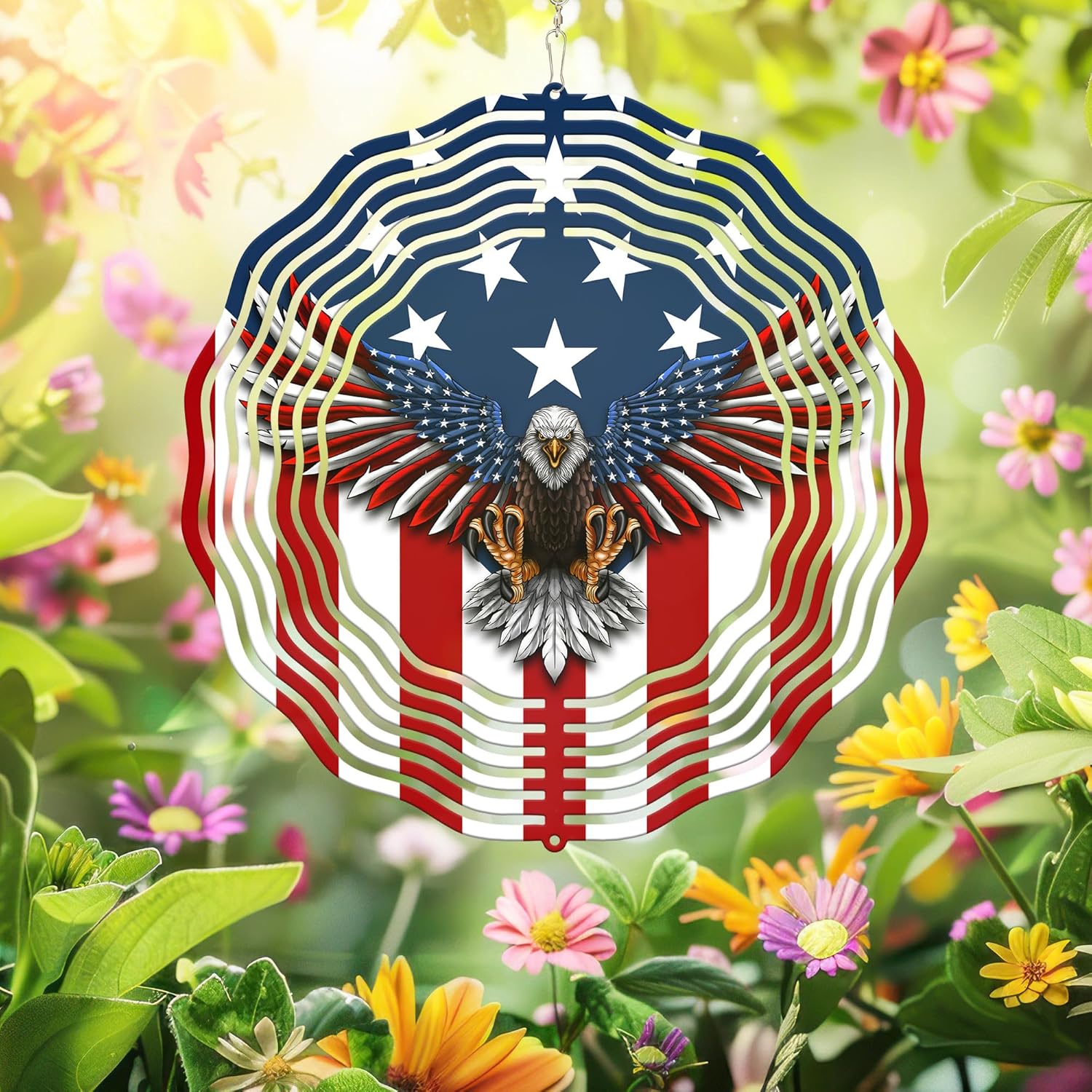 Patriotic Eagle Metal Hanging Wind Spinner