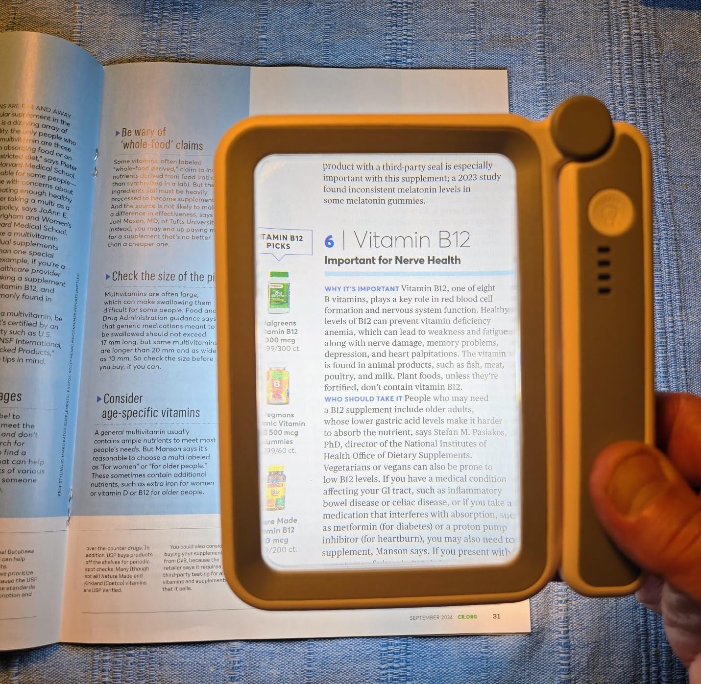  Rechargeable 5X Large Page Magnifier with Lightfor Reading