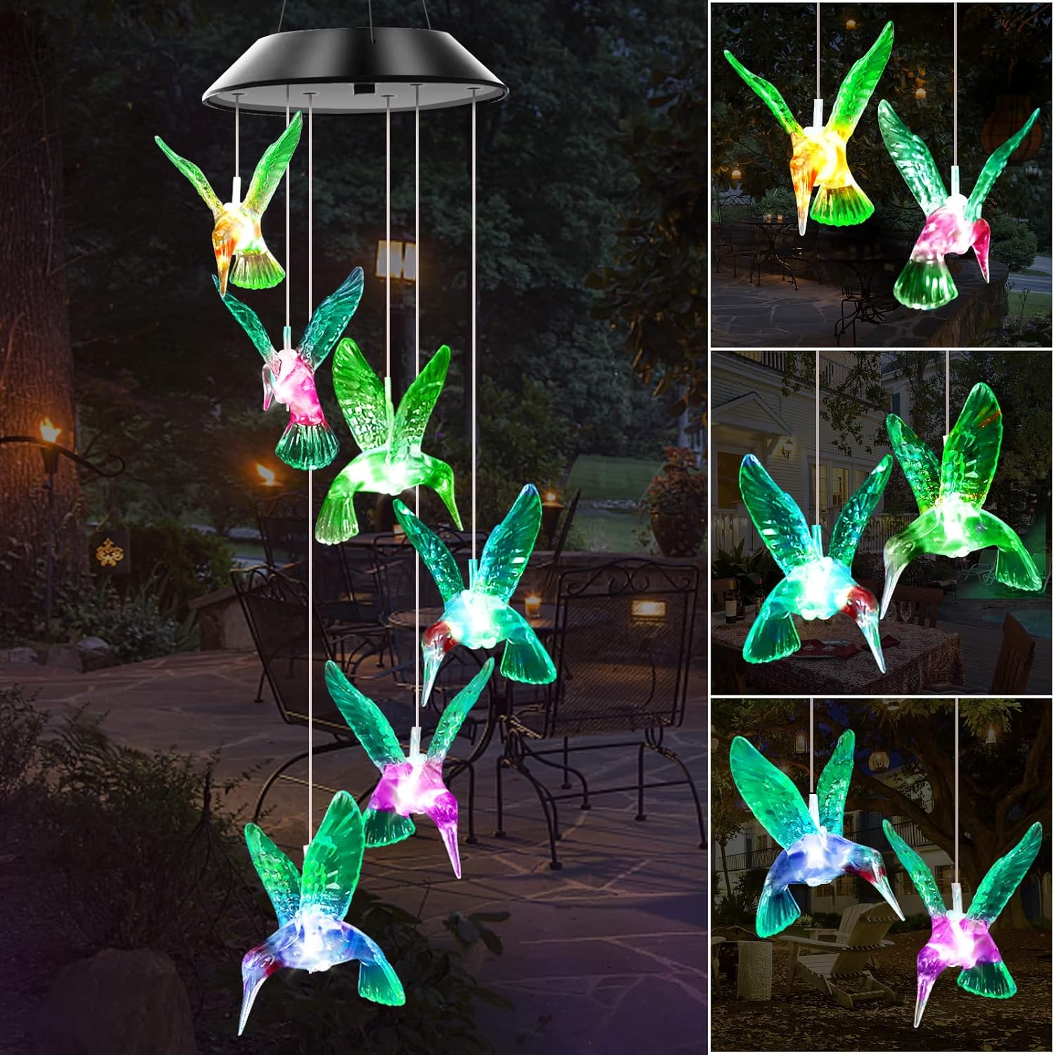 Solar LED Lights Hummingbird Wind Chimes