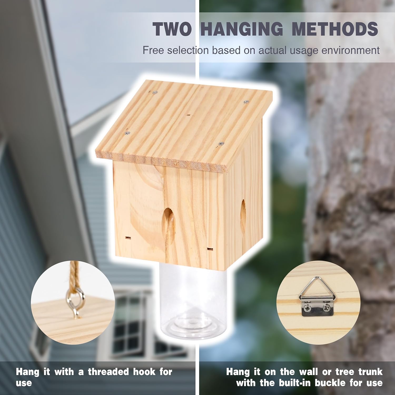 Natural Hanging Wood Bee Trap