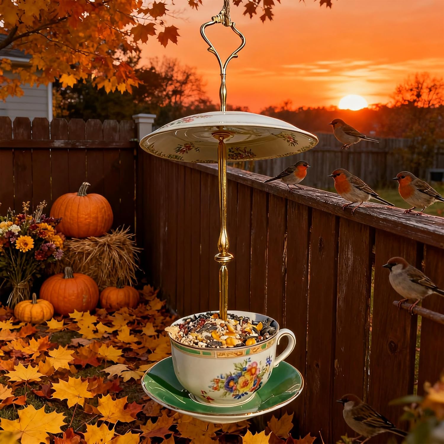 🔥LAST DAY 50% OFF - 🐦Bird Tea Party:  Ceramic Teacup Birdfeeder