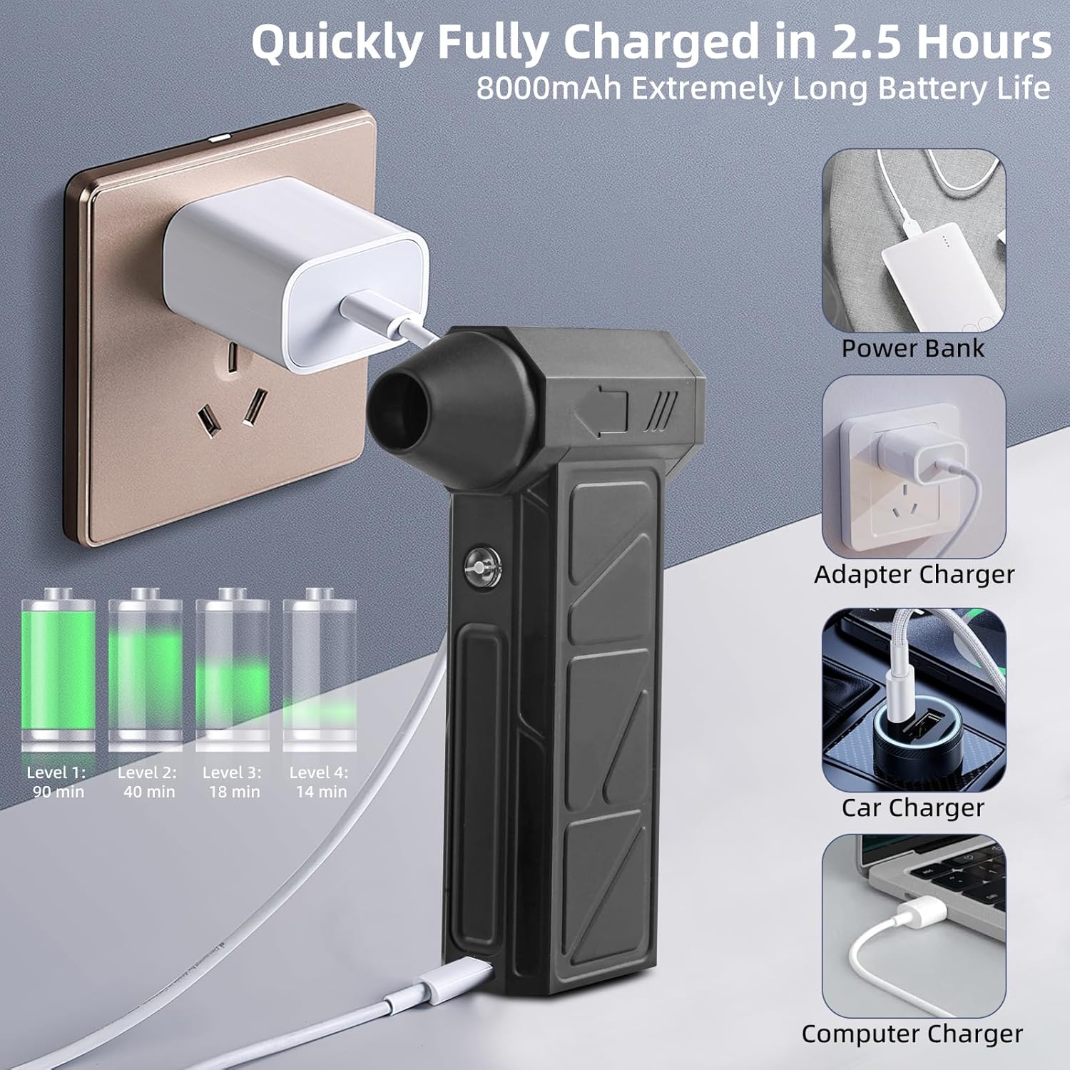 Duster with Blow & Suction Dual Function Handheld Fan