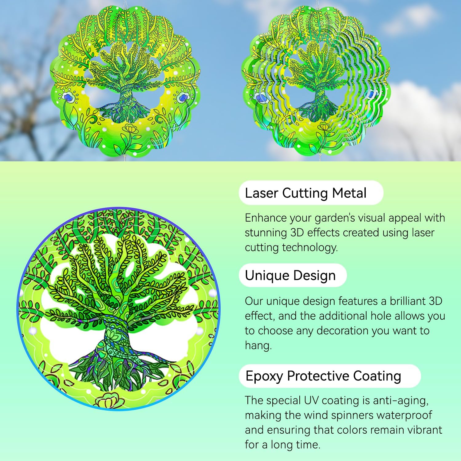 12 inch 3D Metal Wind Spinners