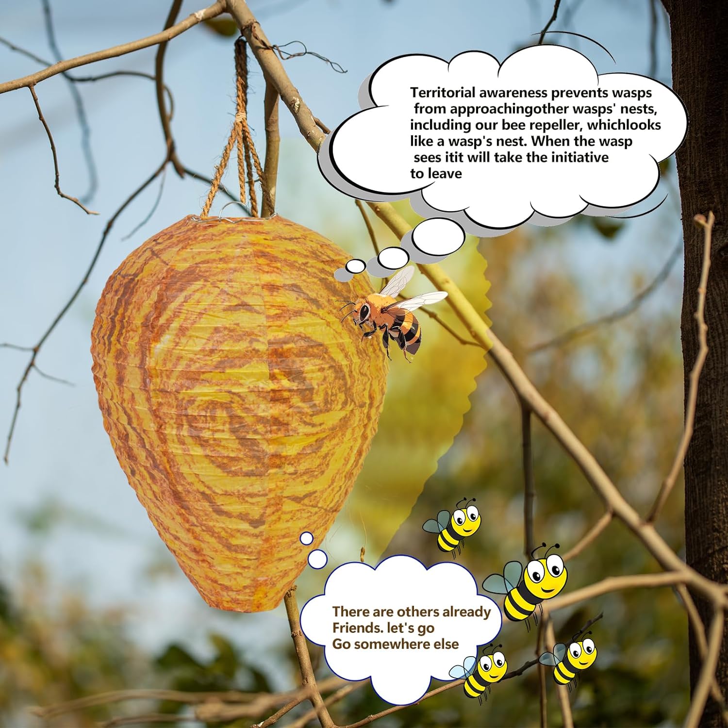 Environmental friendly Hanging Wasp Nest Decoy- Effective Deterrent Bee Hornets