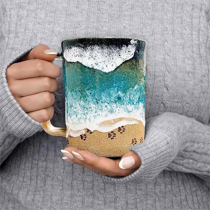 🔥Hot Sale - Paw Print Ocean Shoreline Mug
