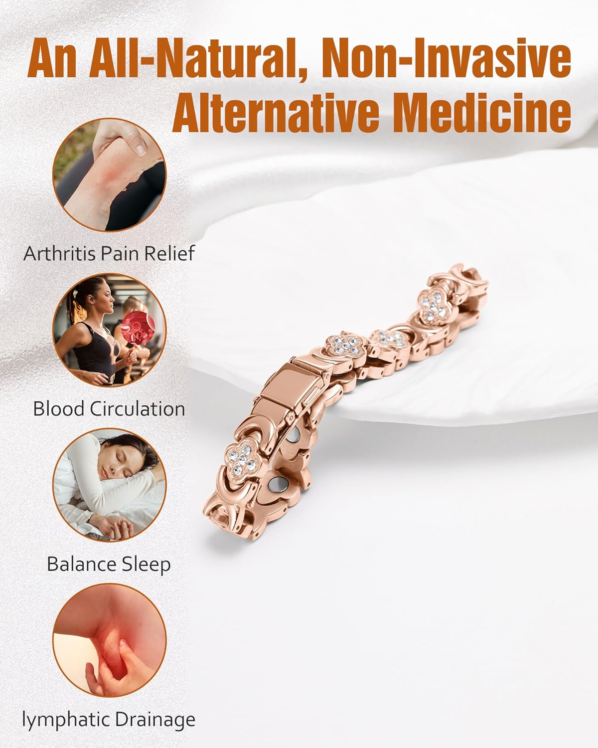 🍀Copper Bracelets for Women Pure Copper Magnetic Bracelet with 3800 Gauss Effective Magnets Trendy Stack Bangle Stretch Bangle