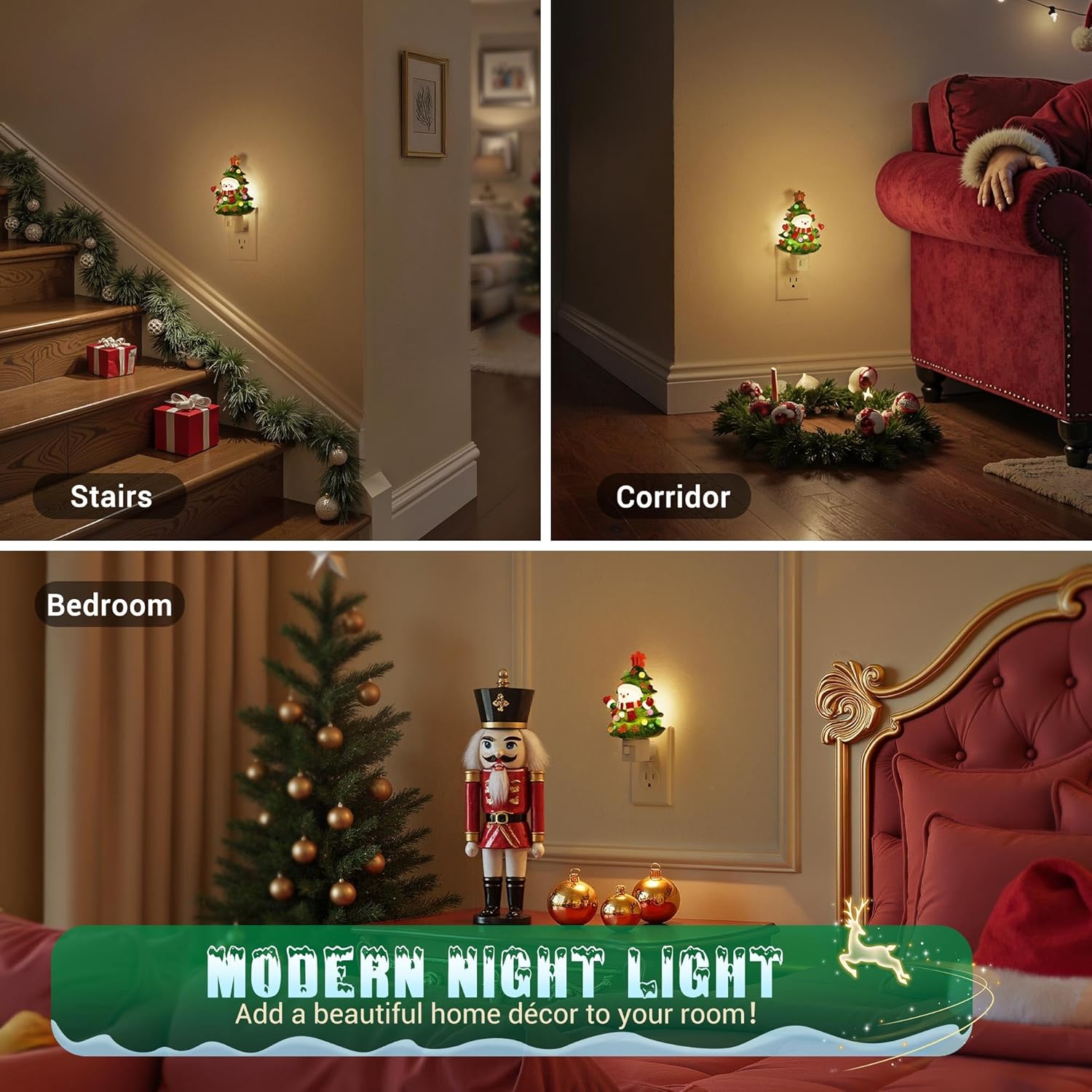 ceramic Christmas night light shaped as Santa for kids-1