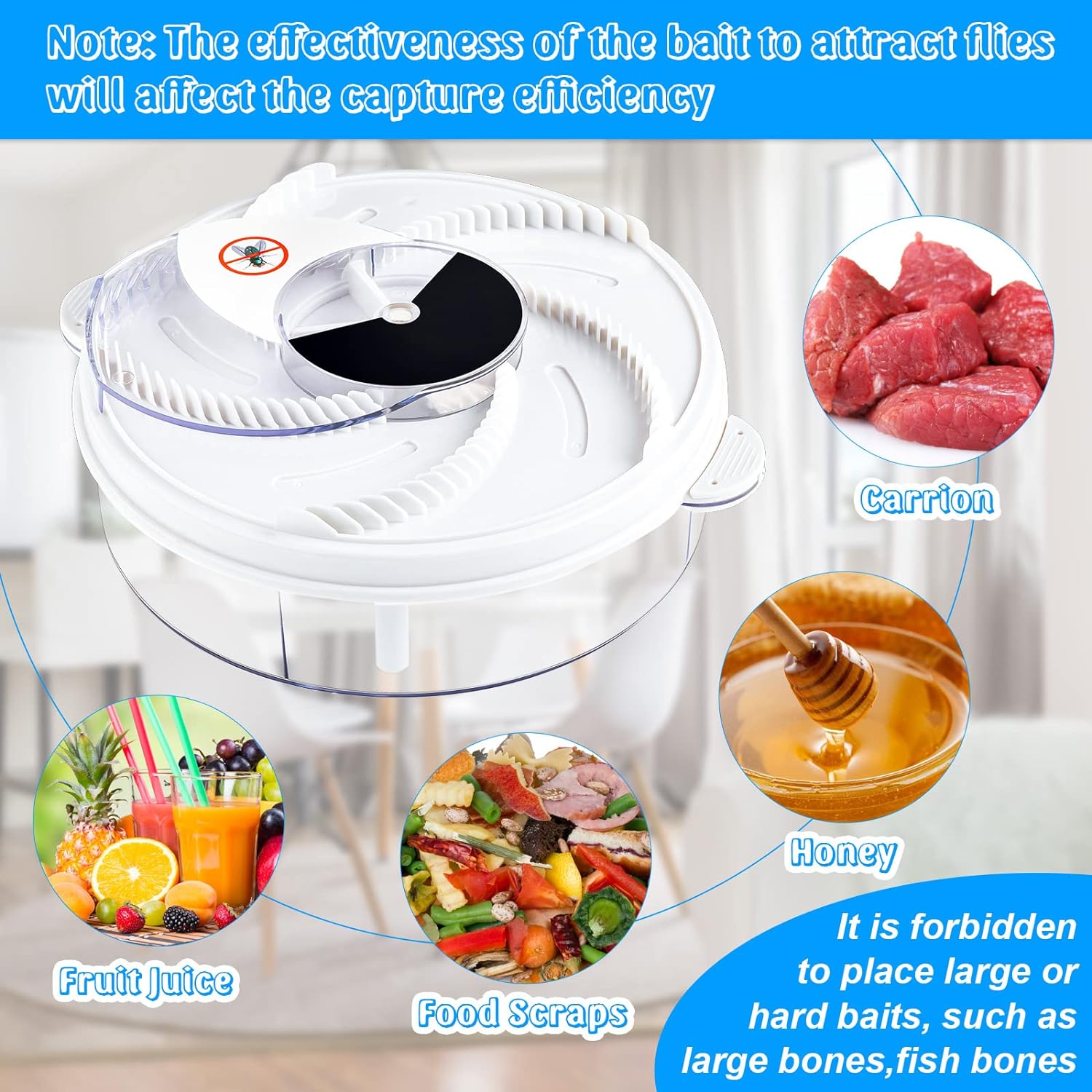 Electric Fly Trap Device with Trapping Food