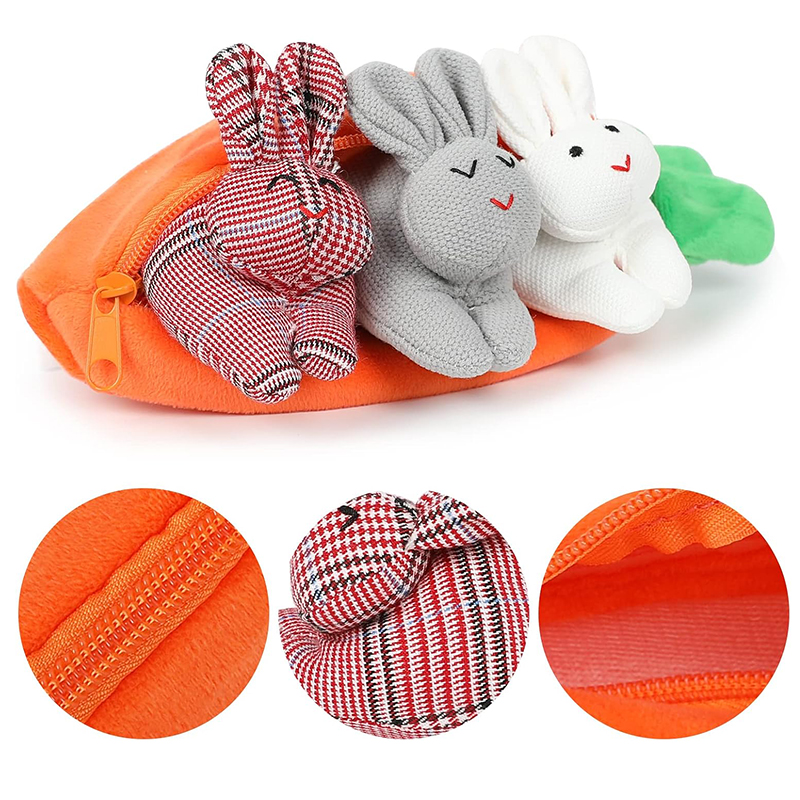 Hide & Seek Plush Bunnies in Carrot Wallet