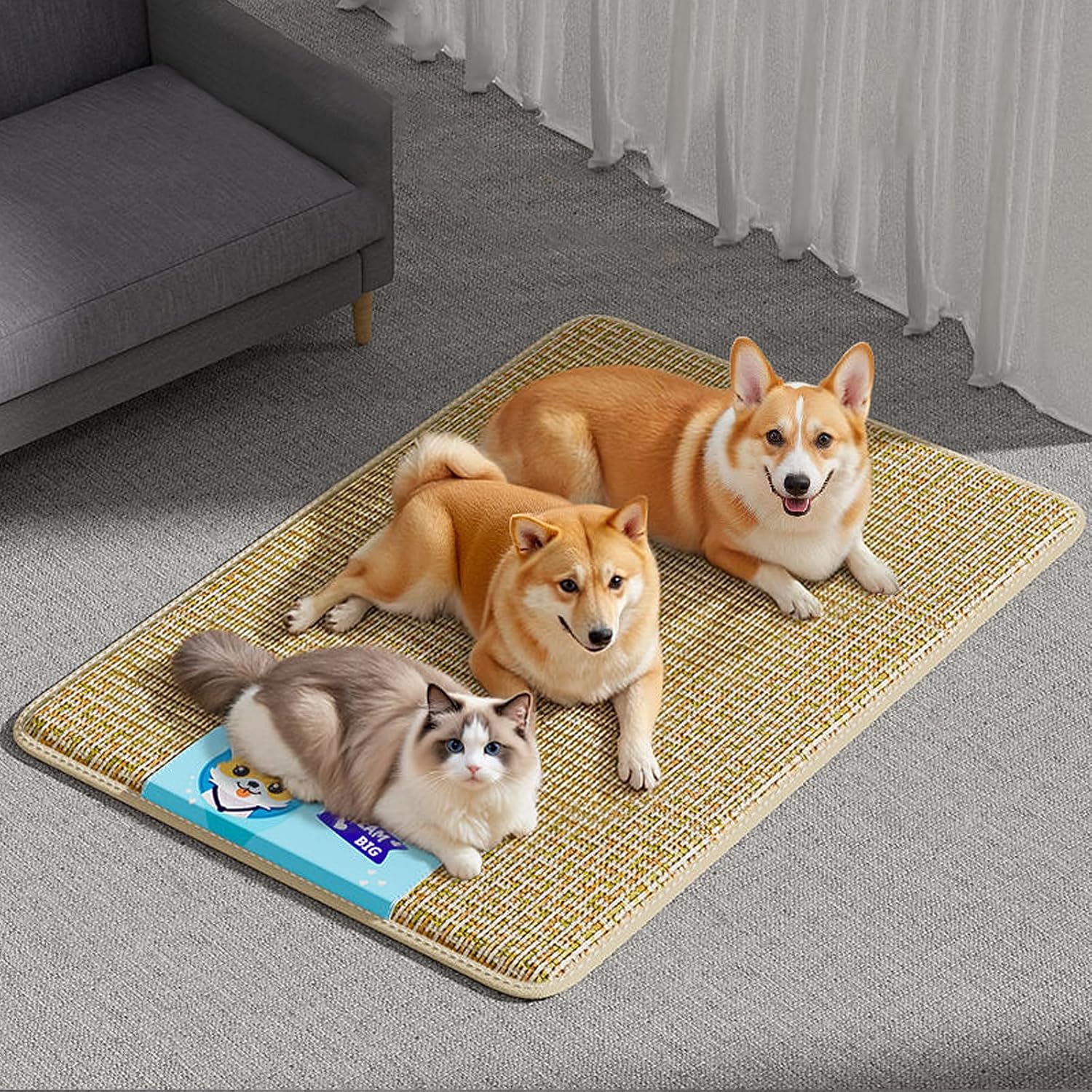 Summer Natural Rattan Straw Cooling Pet Mat for Dogs