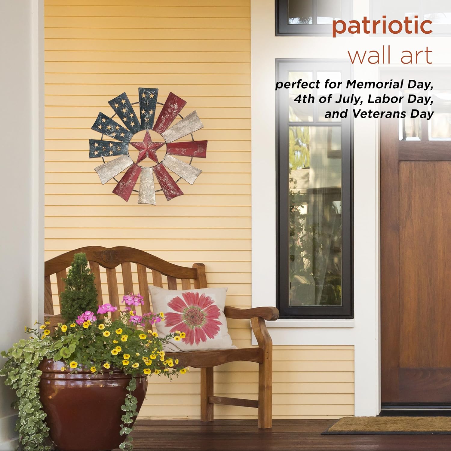 Vintage Flag Wooden Windmill Patriotic Wall Art