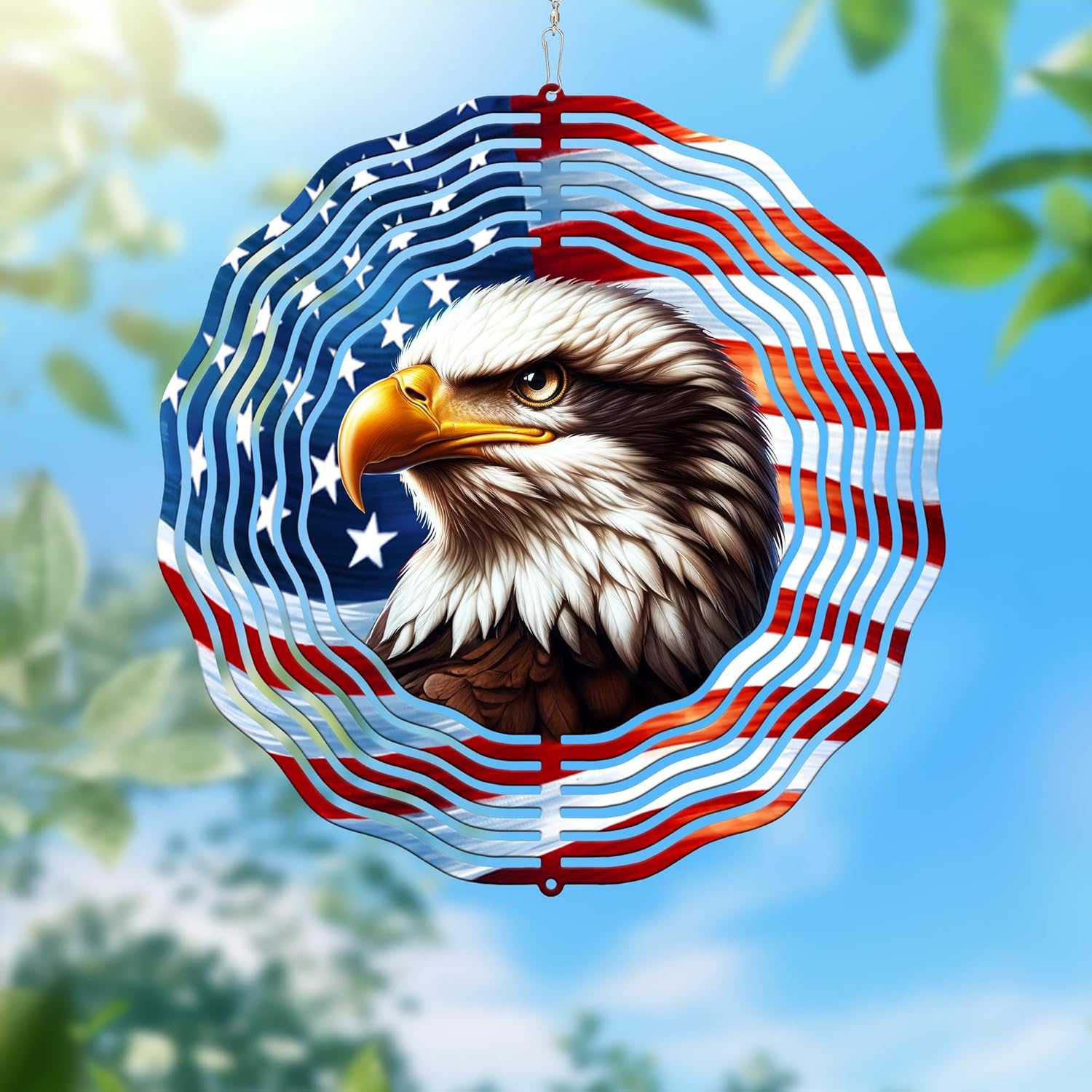 Patriotic Eagle Metal Hanging Wind Spinner
