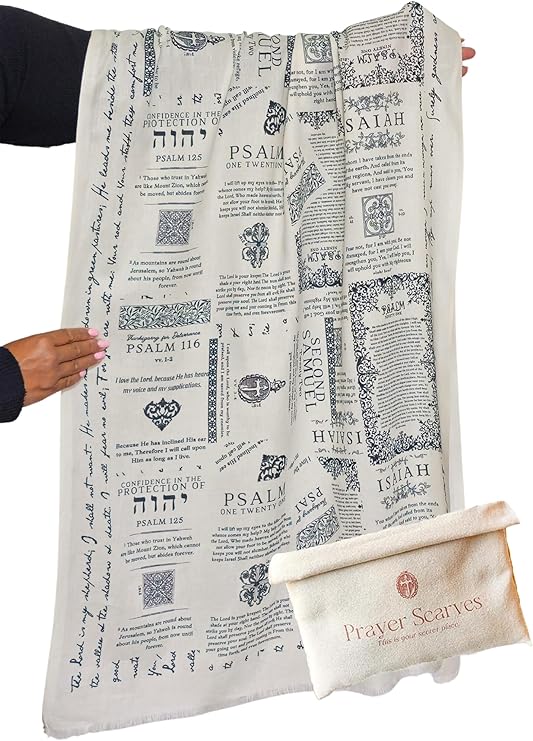 ✝️Handcrafted Christian Prayer Shawl: Protection Bible Verse Scarf, Yeshua Scripture Wrap🙏