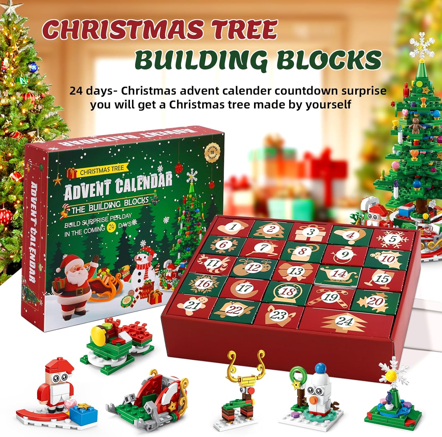 ✨Last Day 49% OFF 🎁Countdown Calendar 2024 Christmas Theme Building Set