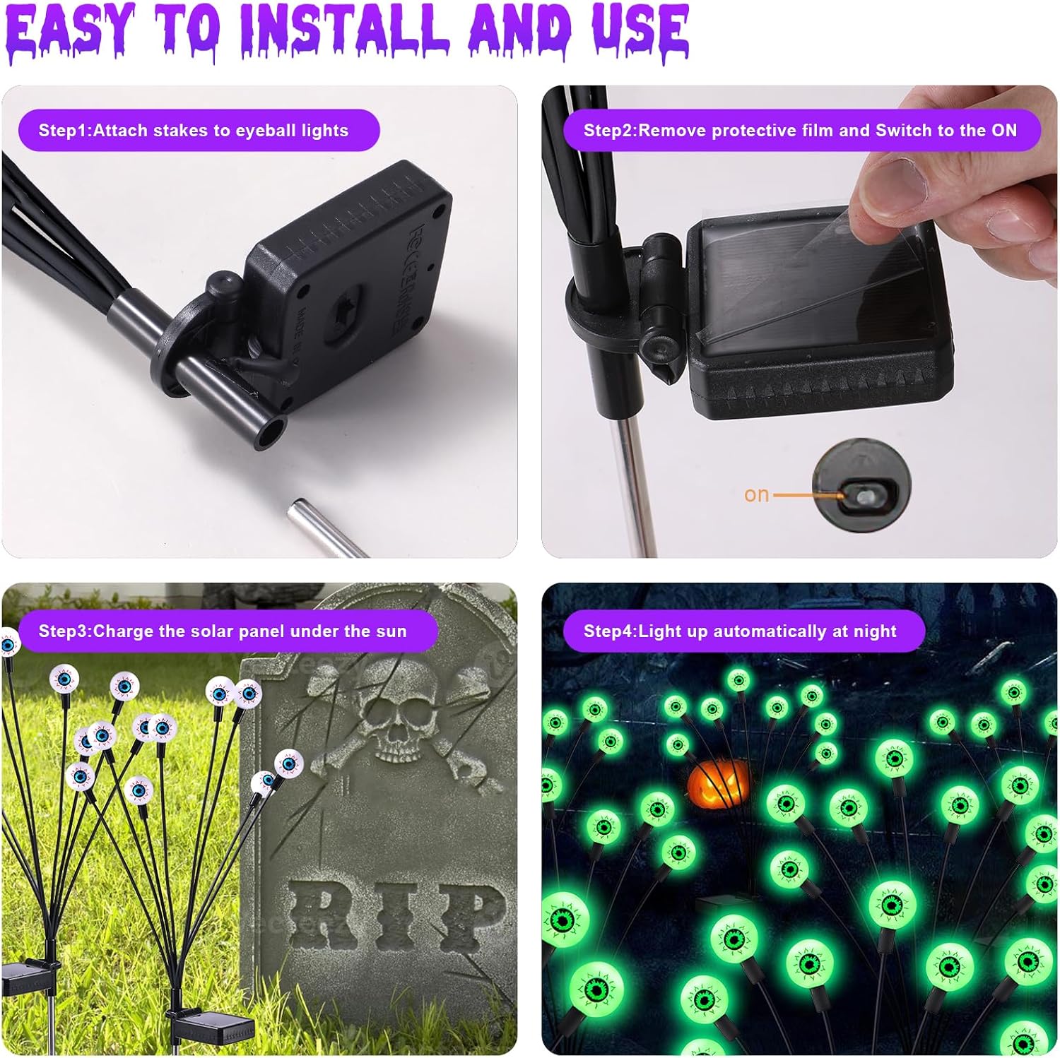 Halloween Solar Scary Eyeball Lights 2Pack