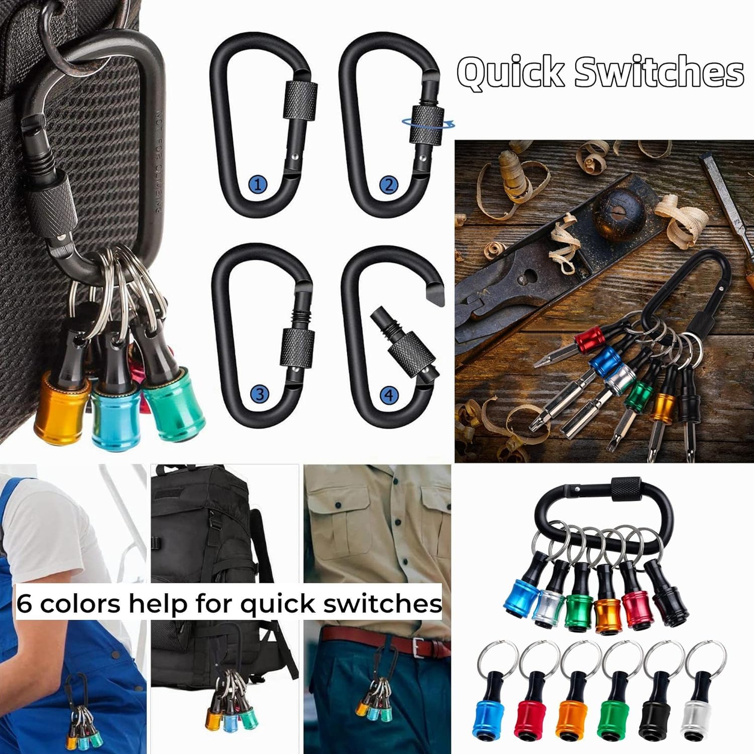 🔥1/4" Hexagonal screwdriver head bracket hiking buckle