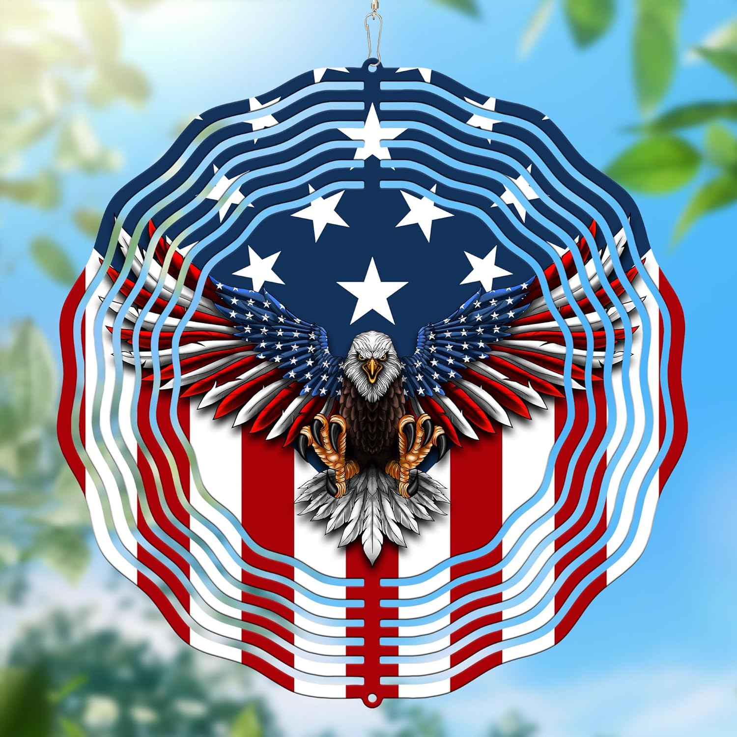 Patriotic Eagle Metal Hanging Wind Spinner