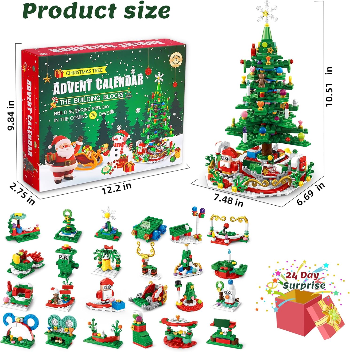 ✨Last Day 49% OFF 🎁Countdown Calendar 2024 Christmas Theme Building Set