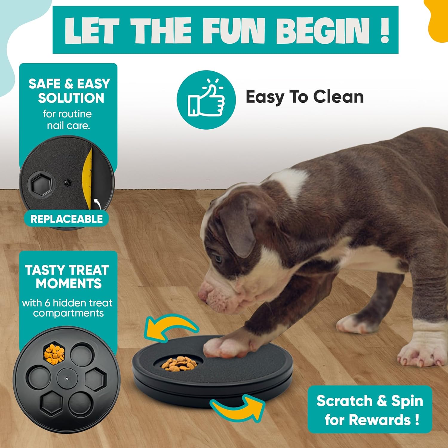 🐶3-in-1dog nail scratch board,treat box,slow feeder