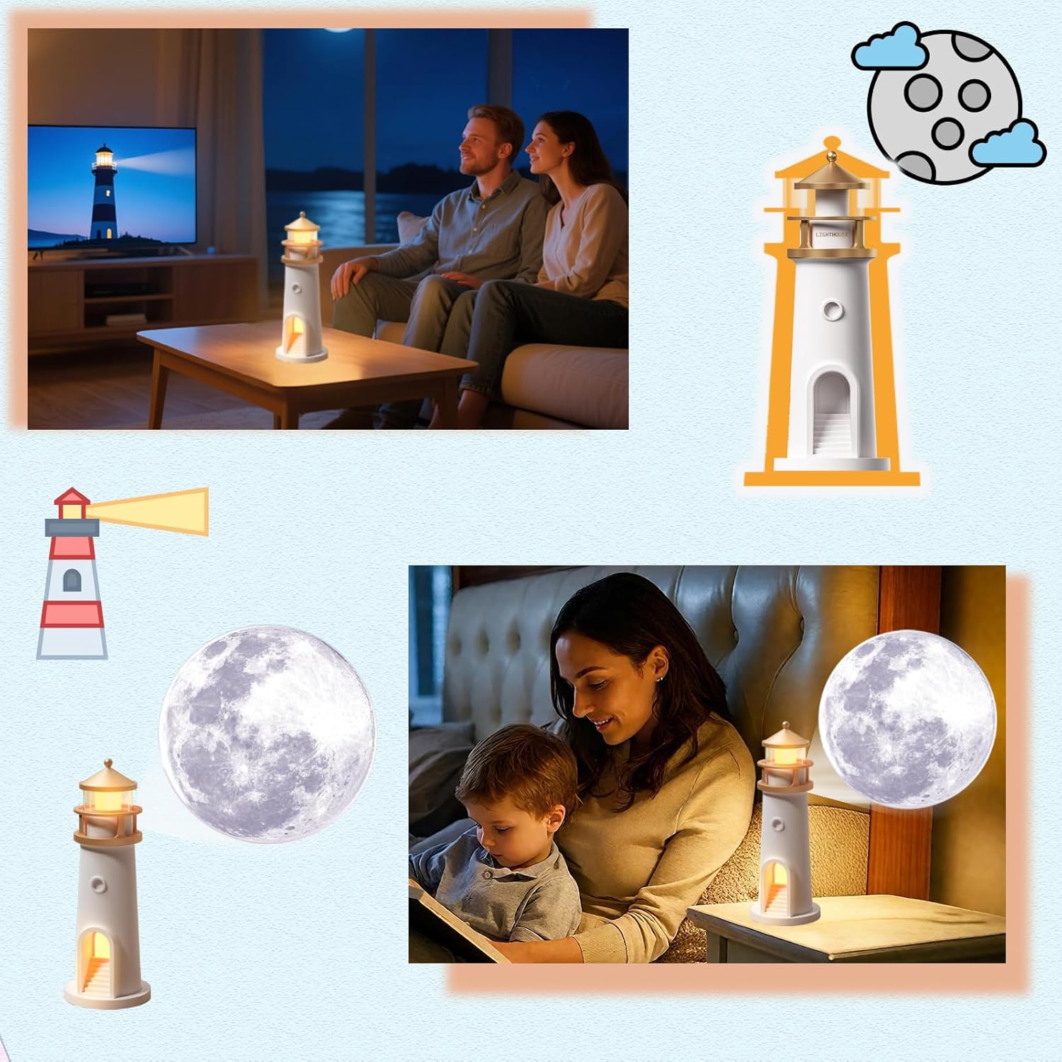 🌙Magische Leuchtturm‑Lampe