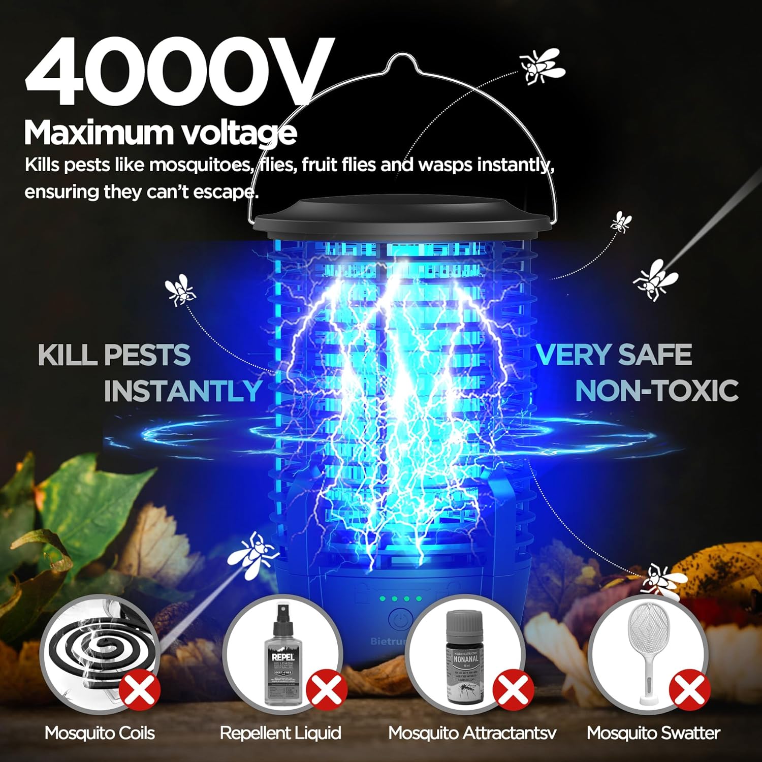 Portable Rechargeable Insect Trap with LED Light