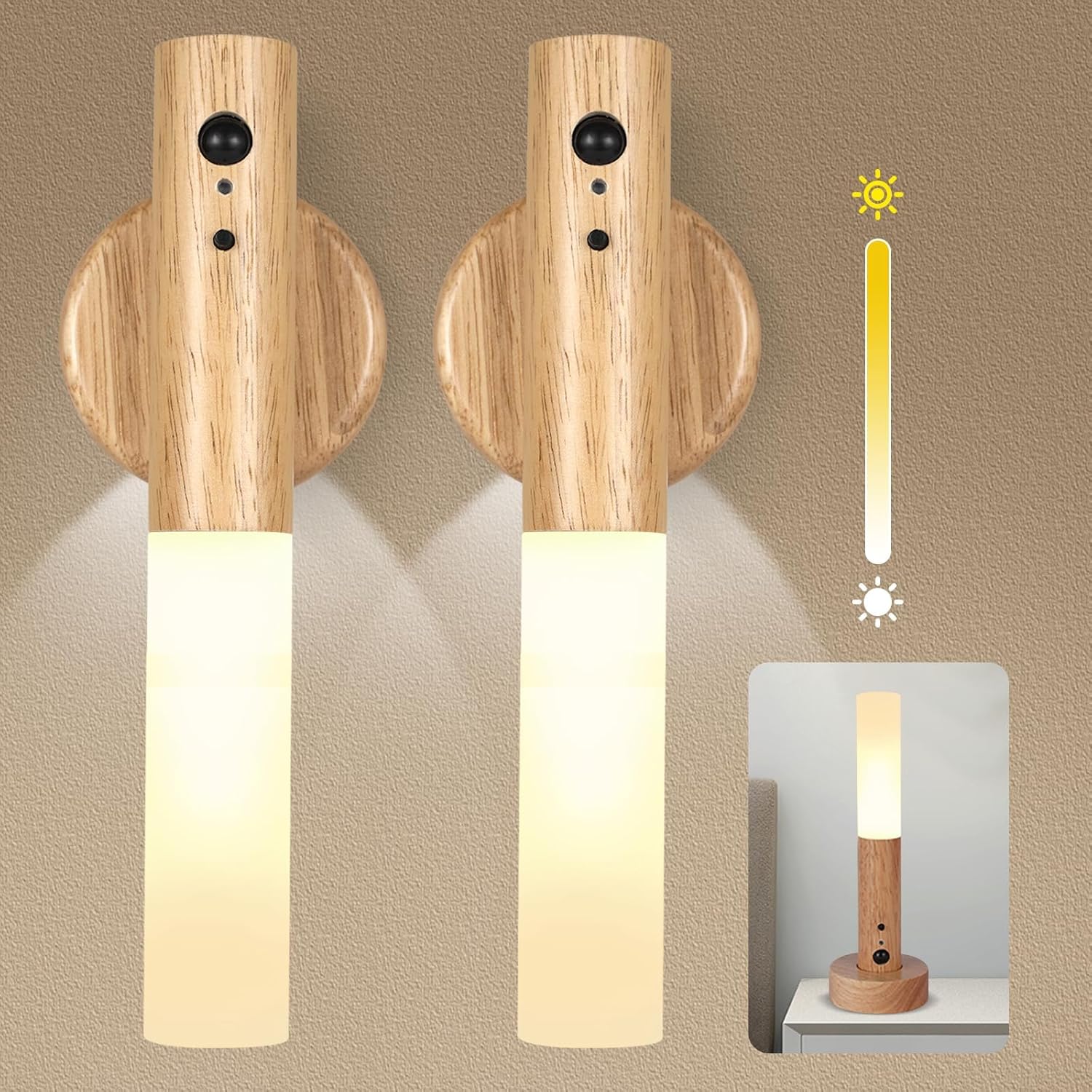 Wooden smart sensor lamp