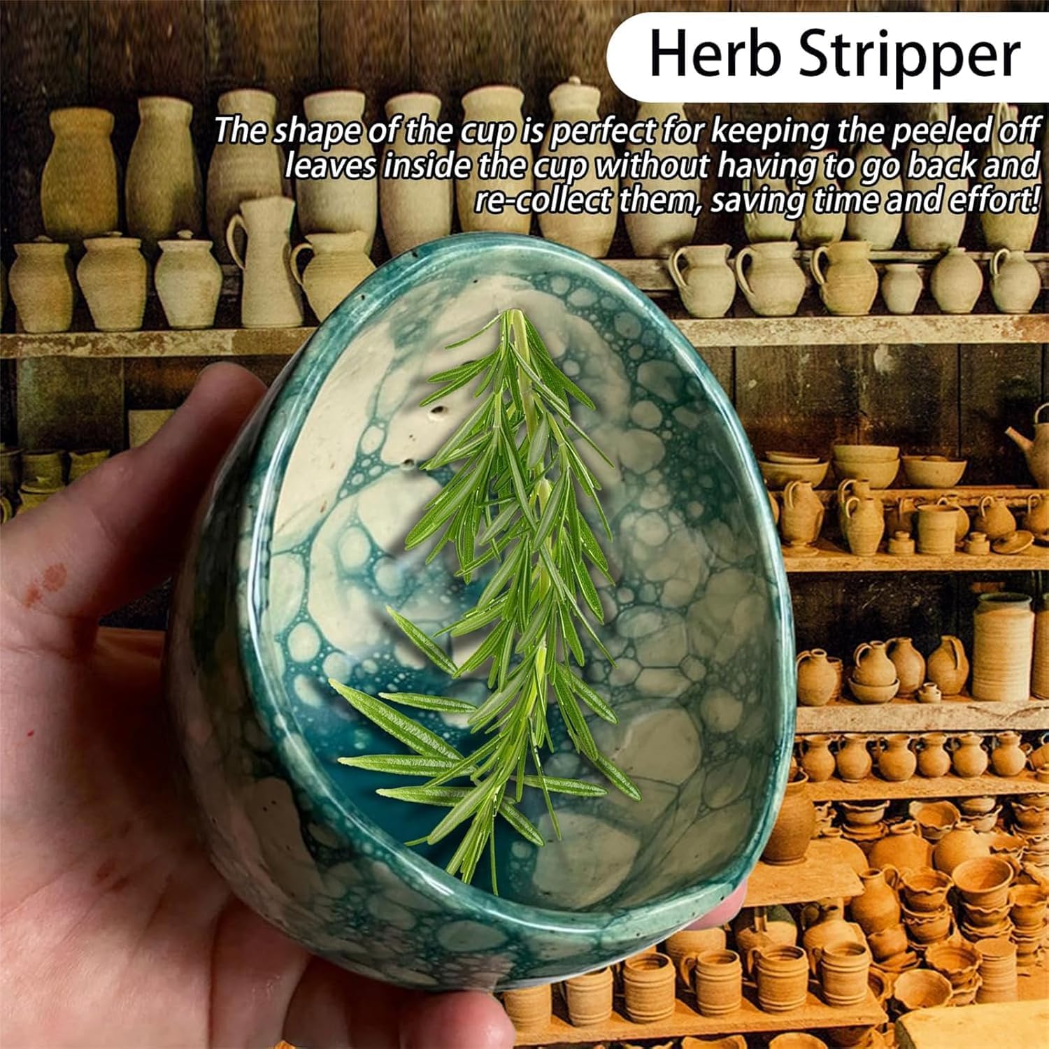 Artisan Herb Stripper Bowl – Handcrafted Kitchen Magic for Fresh Herbs