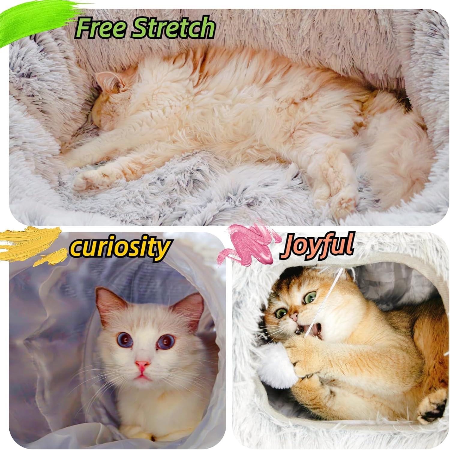 Oversized For Multiple Cats Tunnel with Cat Bed