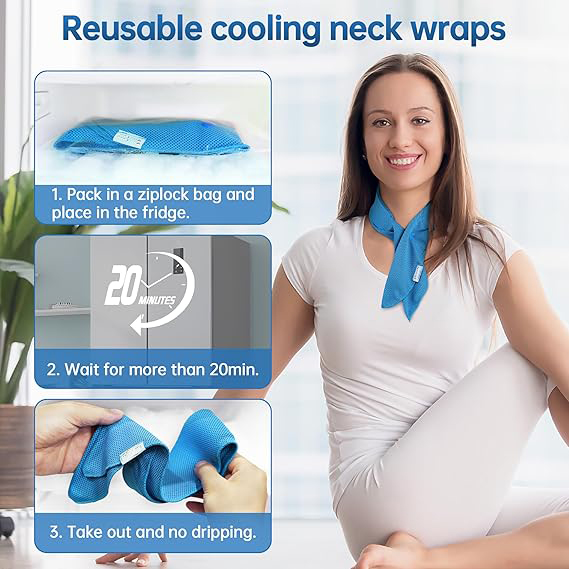 2 Pack Cooling Neck Wraps With Long Lasting Gel