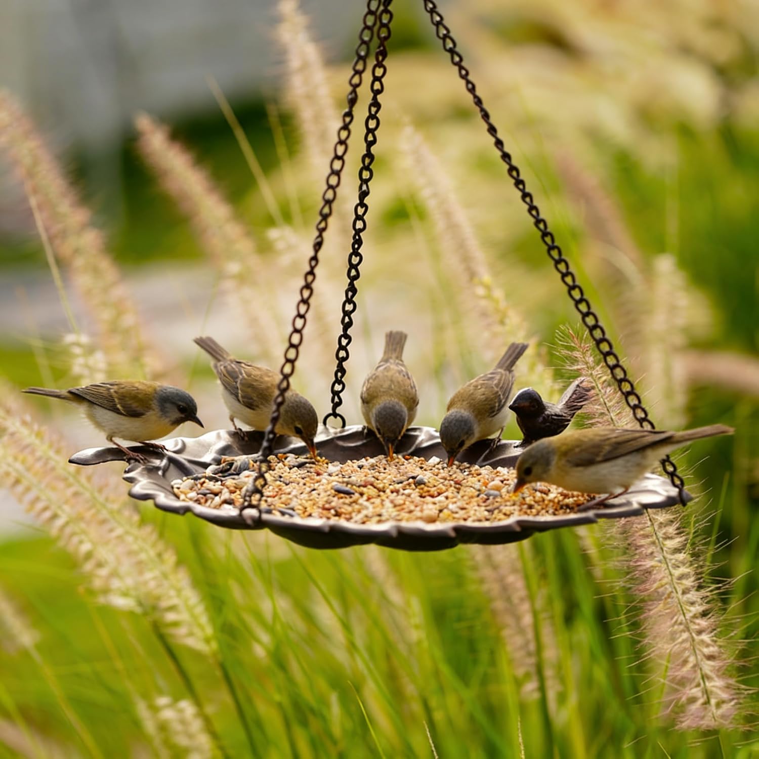 Hanging Leaf Metal Outdoor Bird Bowl