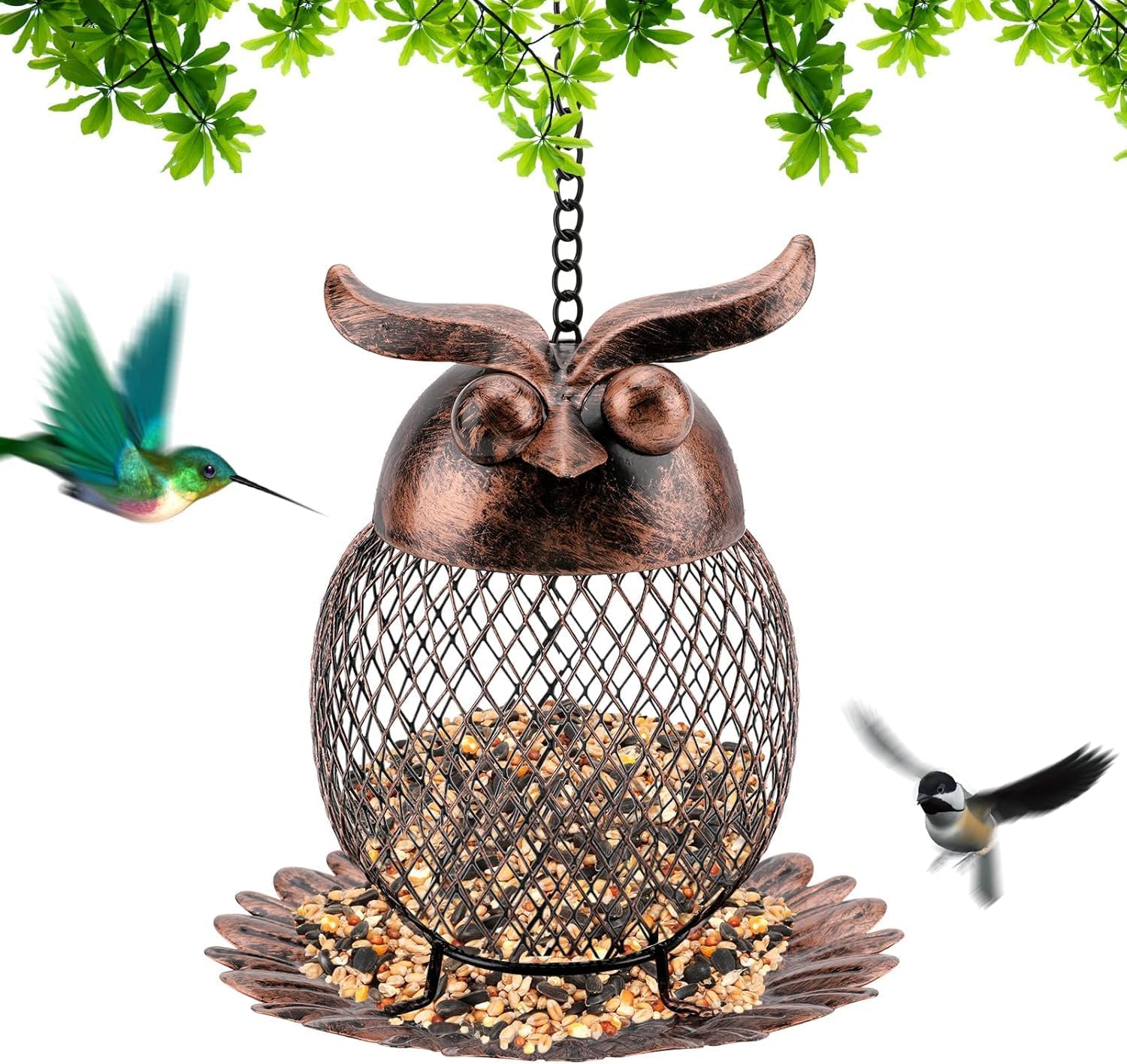 Owl Metal Hanging Bird Feeder