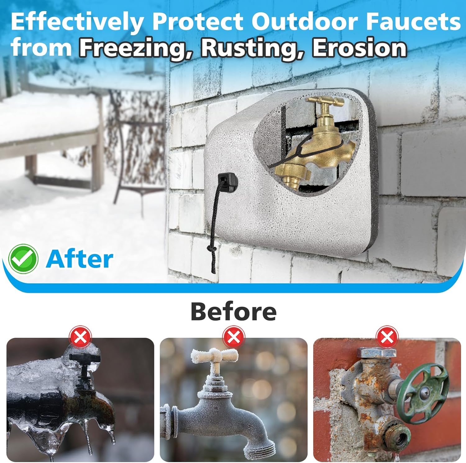 🔥Hot Sale - 49% OFF🥰Outdoor Faucet Cover for Winter（2 Pcs/Set）
