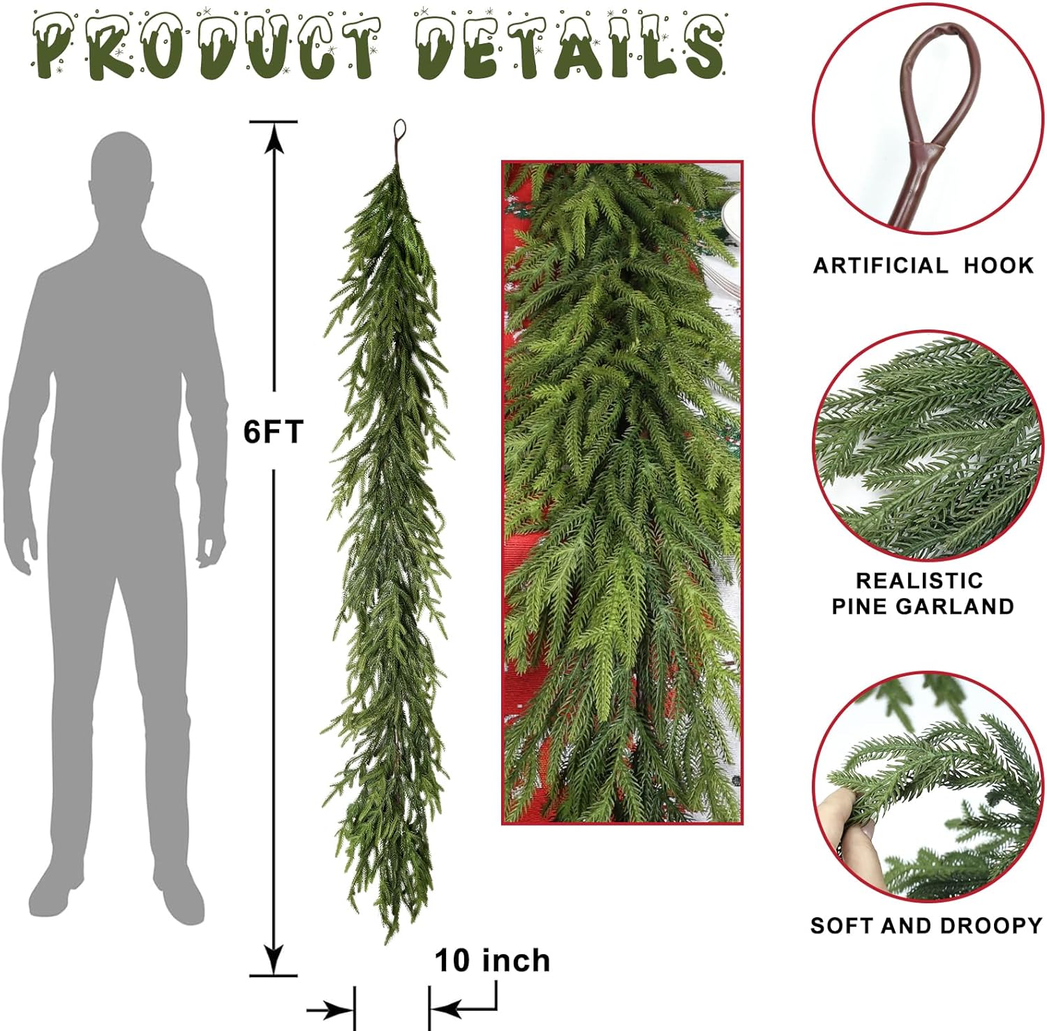 6 Ft / 9 Ft Realistic Christmas Fireplace DIY Garland