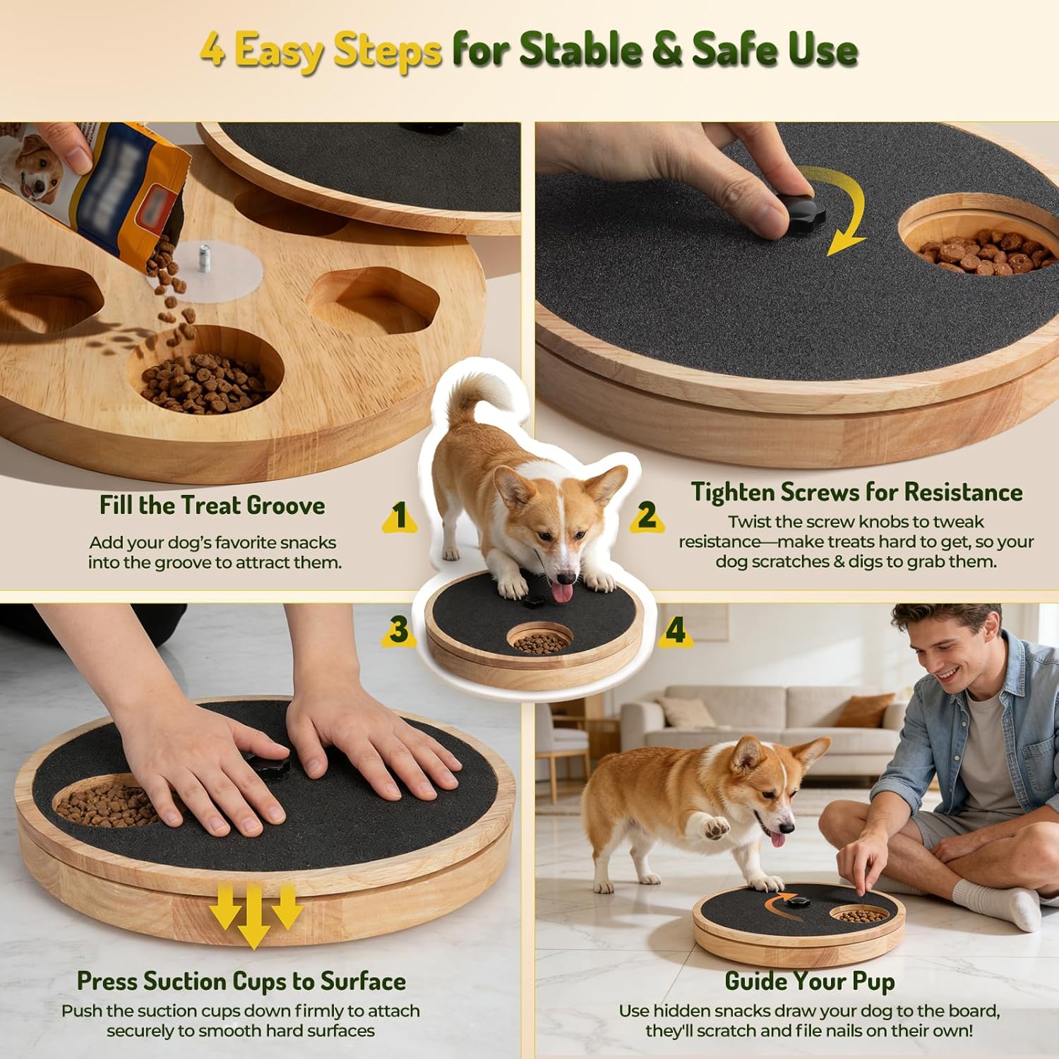 Petlori™ 2-in-1 Dog Nail Scratch Board & Interactive Treat Toy