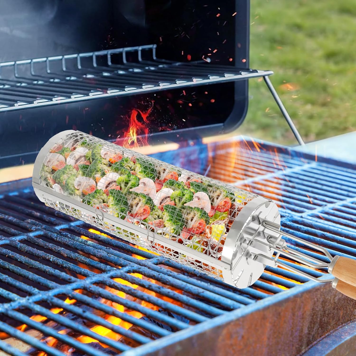 Side-Opening Rolling Nesting Grill Baskets