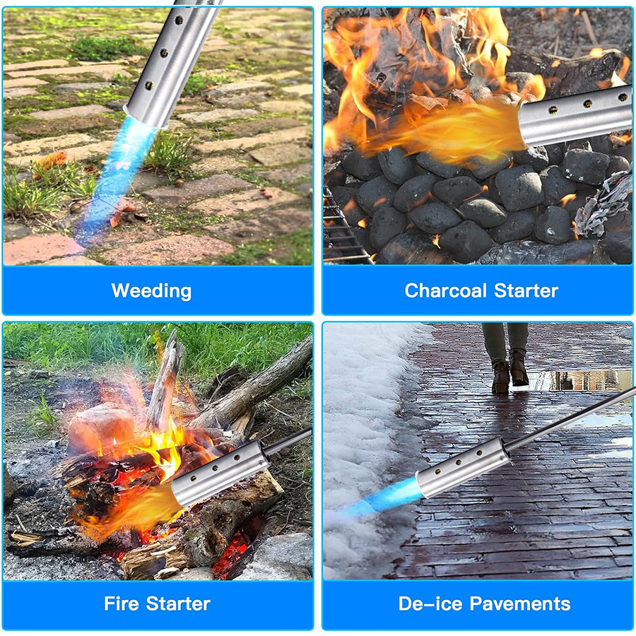 Removable 4-Stage Extended Propane Torch Burner Weed Torch