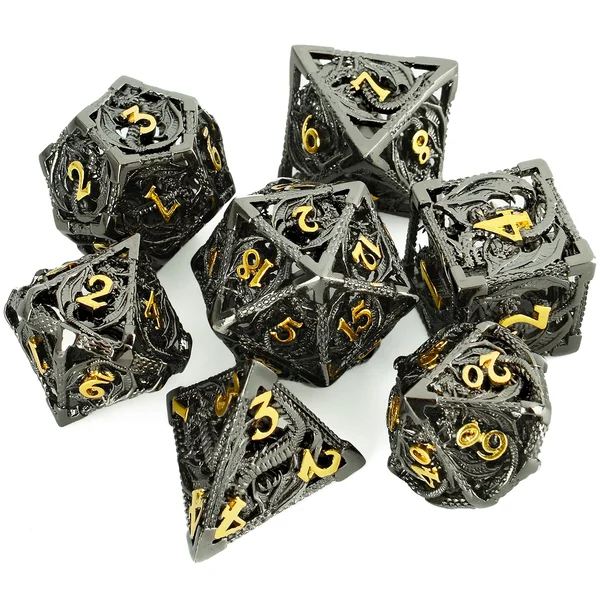Hollow Metal Dragon Shaped Carving Dice Set