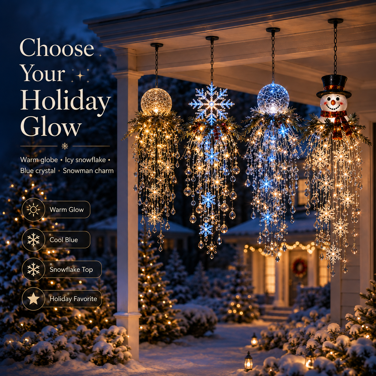 Crystal Cascade Christmas Hanging Light