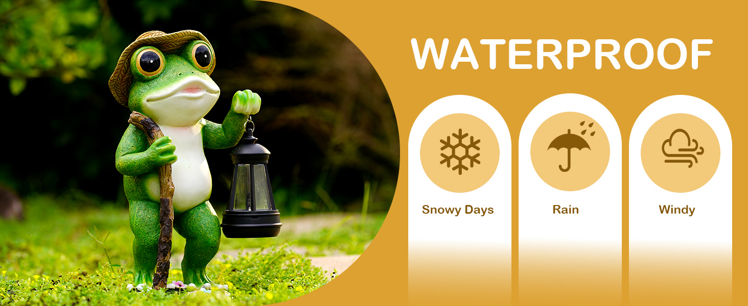 带灯太阳能青蛙雕像