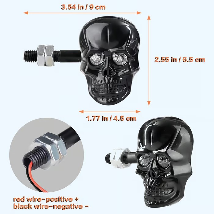 Skull Head LED Amber Turn Signal Indicator Light
