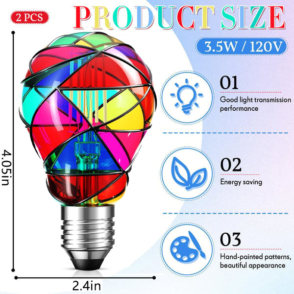 🔥Hot Sale 49% OFF - Upgraded Dimmable LED Stained Glass Light Bulb