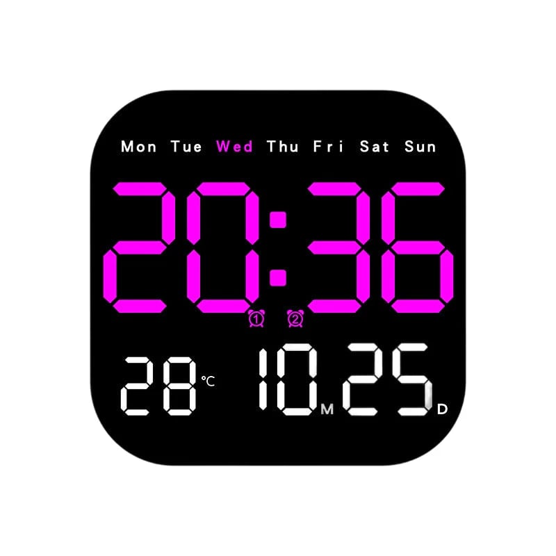 ⏰ Modern Multifunctional Digital Clock ✅ Remote Control Adjustable Brightness | Wall Mount/Desk Stand Clock with Date & Temperature✨