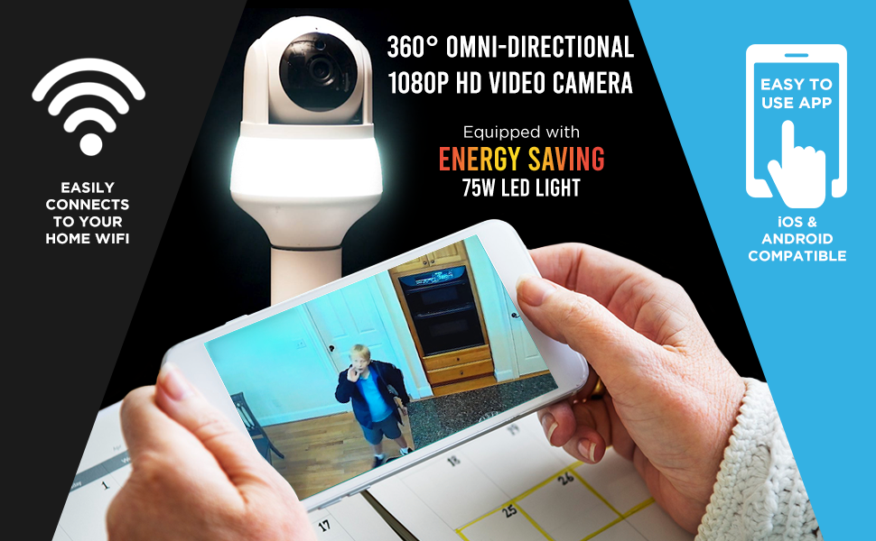 灯泡摄像机 廉价监控摄像机 无线报警器 安全户外摄像机 360 度视野灯泡