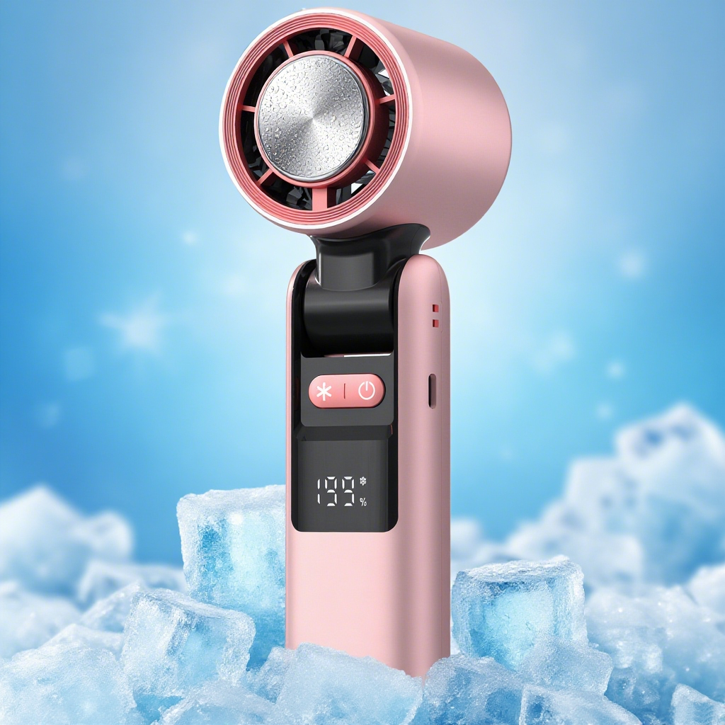 Portable Handheld Turbo Fan with Ice Cooling Plate & LED Light
