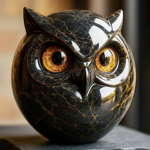 🔥LAST DAY 49% OFF🦉2025 Luxurious Black-gold Owl Stone Sculpture