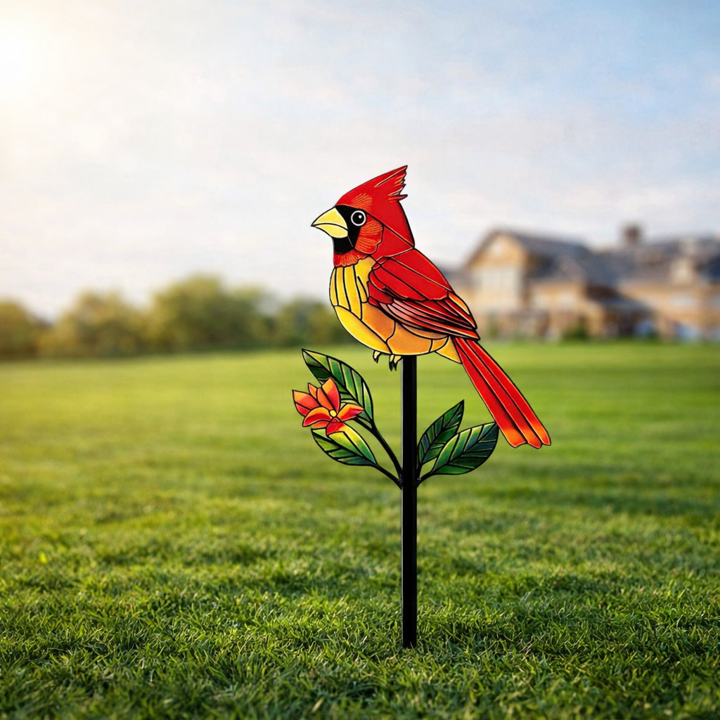 Metal Hand-painted Cardinal Garden Stake